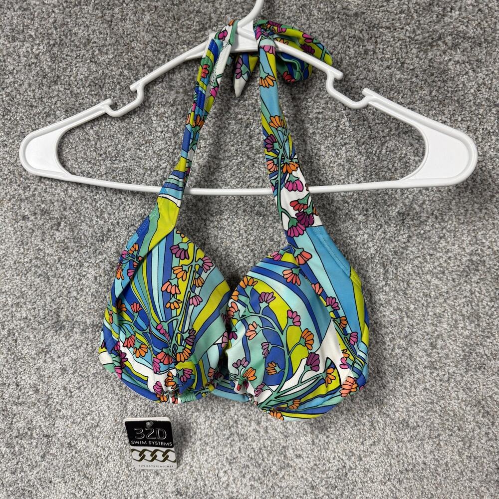 Swim Systems Bikini Top 32D Psychedelic Retro Futurism Pool Glam Artsy Swimwear